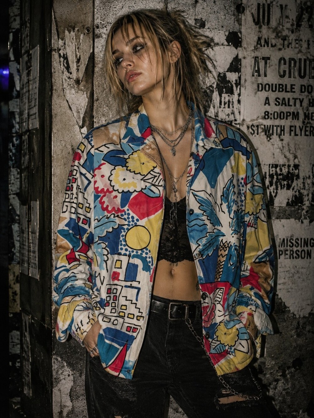 Additions by Chico's Size 1 Tropical Print Lightweight Jacket Blazer Art to Wear